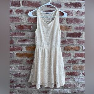 Blue S LA lace dress, cream color size small, back is sheer